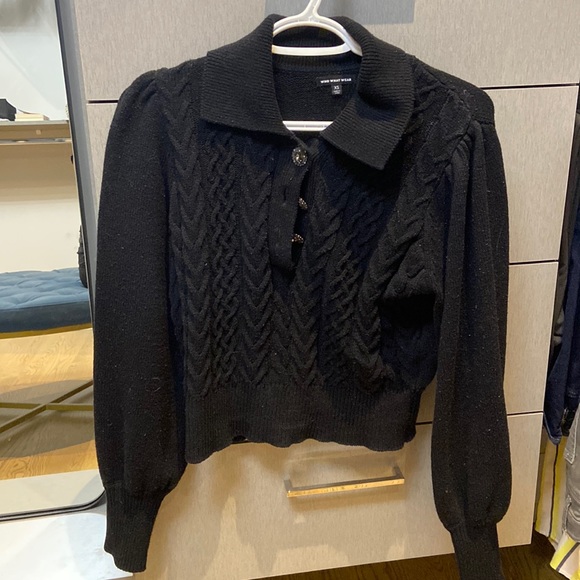 Who What Wear Sweaters - Knit sweater with puffy sleeve and button detail